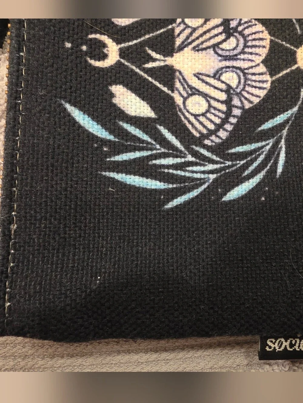 Society6 Black Floral Canvas Small Zip Pouch - Lightweight Women's Bag